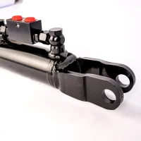 Hydraulische Seitenstrebe / Hubstrebenzylinder | (450–550 mm) | Gabelkopf | mit Sperrblock & 2 Hydraulikschläuchen